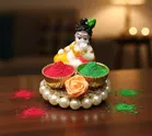 Metal Decoretive Pooja Thali, Multicolour Pack of 1