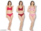 Cotton Blend Solid Lingerie Set for Women 