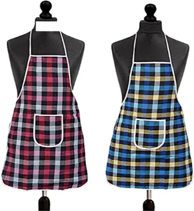 Cotton Kitchen Aprons (Multicolor, Pack of 2)