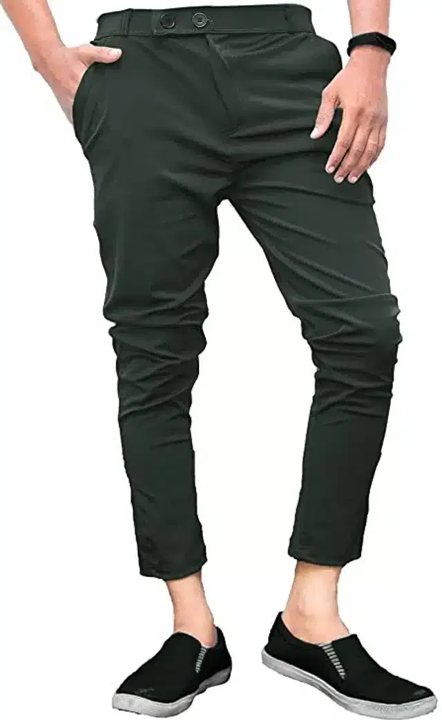 Lycra Blend Trouser for Men (Bottle Green, 36)