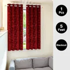 Velvet Emboss Red Window Blackout Curtain 5ft Combo 