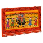 Jaipurcrafts Wooden Rajasthani Art Work 6 Hook Hanging Key Holder - Brown