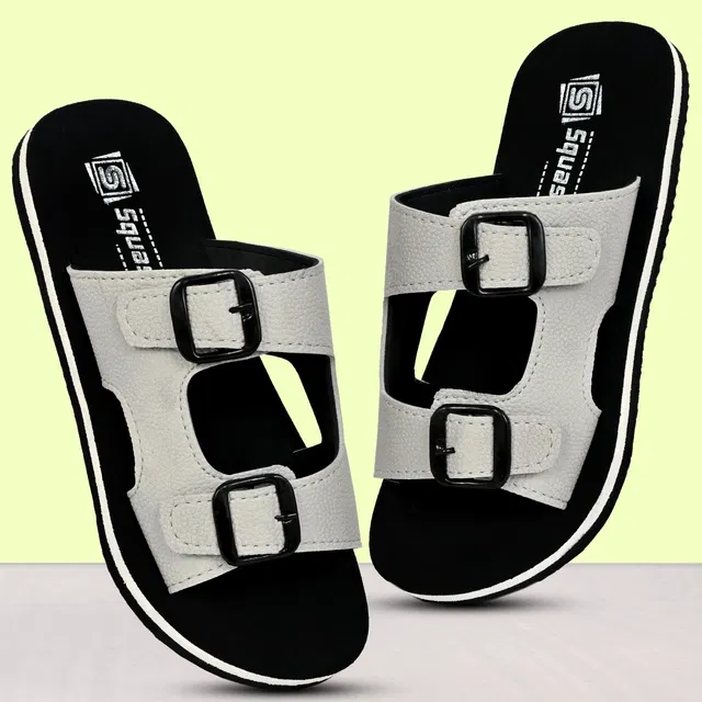 Flip Flops for Men (Grey & Black, 8)