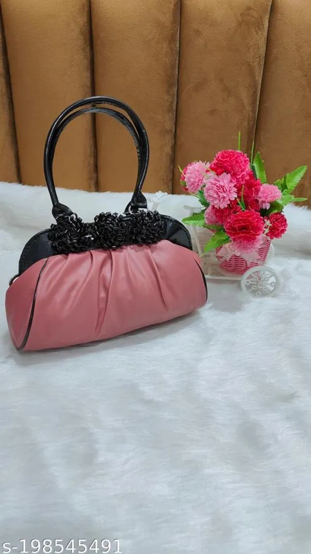 PU Handbag for Women (Pink & Black)