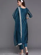 Viscose Rayon Embroidered Kurta with Pant & Dupatta for Women 