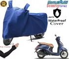 Polyester Two Wheeler Cover with 1 Pair Arm Sleeves, Blue & Black, Set of 2