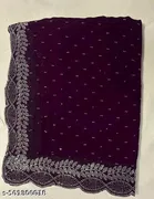 Georgette Solid Saree For Women, Purple
