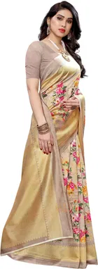 यशिका डिज़ाइनर विमेंस साड़ी आर्ट सिल्क विद अन्स्टिच ब्लाउज पीस 