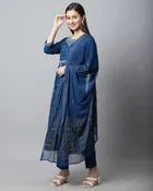 Rayon Slub Embroidered Kurta Set for Women 