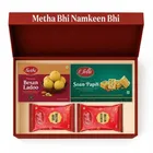 Sethi Meetha Bhi Namkeen Bhi Celebration Pack (Soan Papdi 250g, Besan Laddu 200g , Shahi Mixture 75g, Navratan Mixture 75g) 600g  Pack