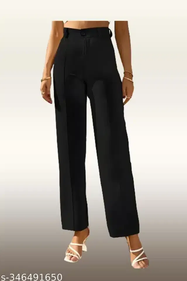 Cotton Blend Trouser for Women (Black, 26)