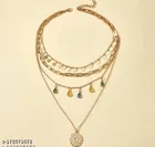 Trendy Urbanic Layered Minimal Necklace With Stone for Girls And Women