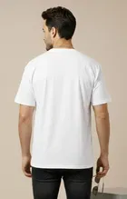 Polyester Printed T-shirt for Men, White 