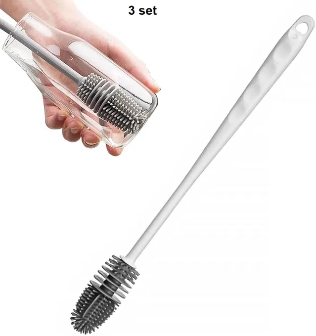 Narrow Neck Bottle Cleaning Brushes (Grey, Pack of 3)