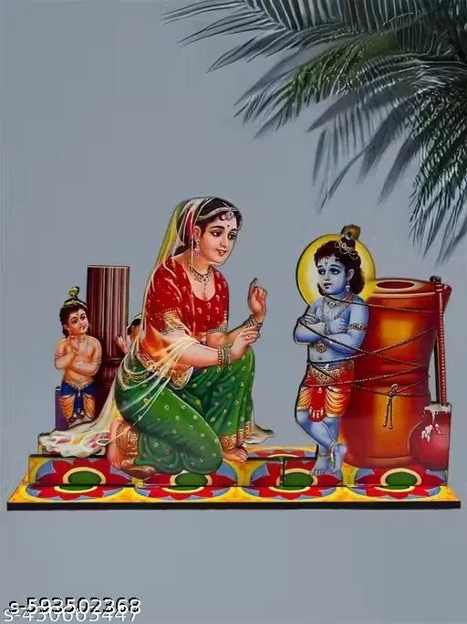 Wooden Krishna Leela Showpiece (Multicolor)