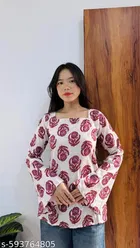 Floral Cotton Short Kurti for Women 