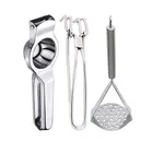 Oc9 Stainless Steel Lemon Squeezer & Pakkad & Potato Masher Kitchen Tool Set 