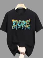 Polyester Printed Half Sleeves T-Shirts For Men, Black 