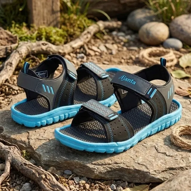 Velcro Sandals for Men (Blue, 7)