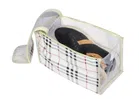 Portable Canvas Checkered Shoe Storage Bag (White)