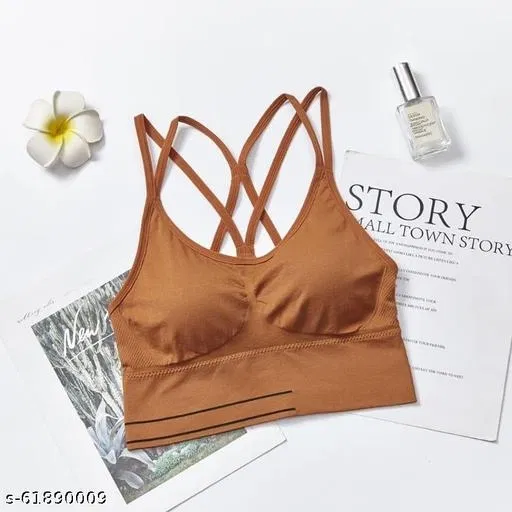 Viscose Spandex Bra for Women, Mustard (34B)