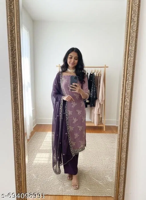 Jaipuri Style Kurti for Women (Purple, Un Stitched)