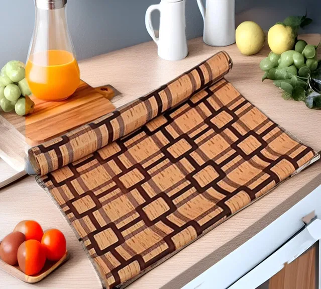 PVC Printed Shelf Mat Roll (Multicolor, 5 m)