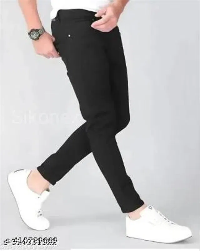Denim Slim Fit Jeans for Men (Black, 34)
