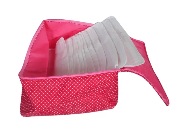 Cotton Zip Closure Saree Covers (Dark Pink)
