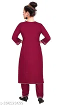 Rayon Embroidered Kurta with Pant for Women 