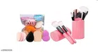 12 Pcs Makeup Brush Set with 6 Pcs Makeup Blender (Multicolor, Set of 2)