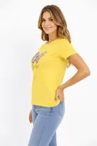 Cotton Blend Printed T-shirt for Men, Yellow 