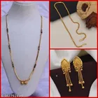 Combo of Alloy Mangalsutra with Chain & 1 Pair Earrings for Women 