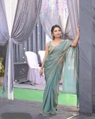 Net Solid Saree for Women, Blue 