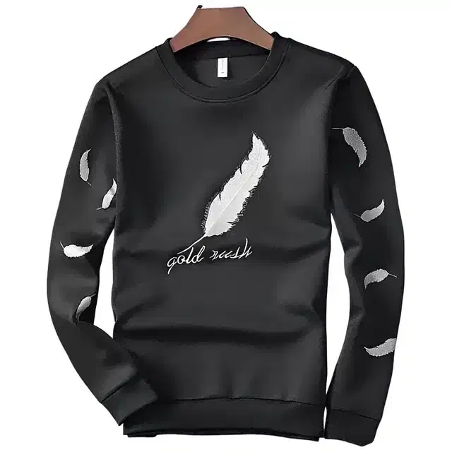Printed Full Sleeves T-Shirt for Men (Black, M)