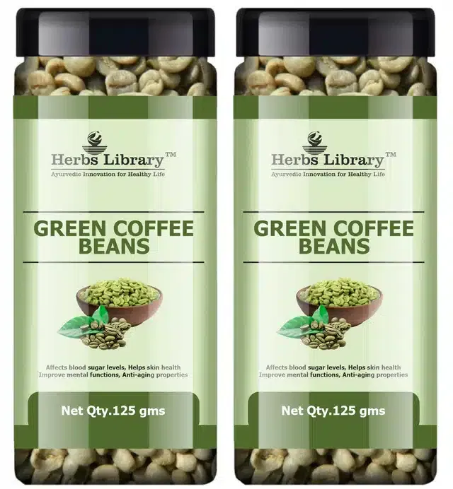 Herbs Library Whole Coffee Beans for Weight Loss (Pack of 2, 125 g)