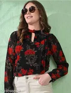 Floral Print Georgette full-sleeve Top for Women 