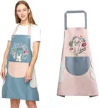 Waterproof Kitchen Apron (Assorted) with Big Pocket & Hand-wiping for Cooking