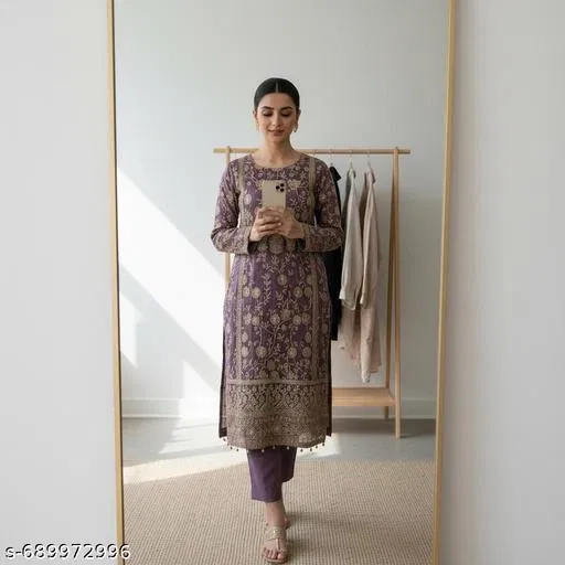Embroidered Anarkali Suit for Women (Pink, Un Stitched)