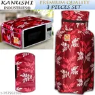 KANUSHI Industries® Washable Cotton 1 Piece Lpg Gas Cylinder Cover+1 Pc Microwave Cover+1 Pc Handle Cover 