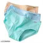 Solid Mid Rise Hipster Cotton Briefs for Women, Pack of 3 