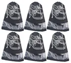Non-Woven Printed Shoe Pouch (Black, Pack of 6)