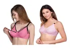 Cotton Blend Solid Non Padded Feeding Bras for Women 