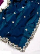 Sana Silk Self Design Saree for Women, Blue 