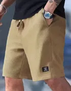 Textutred Shorts for Men (Beige, M)