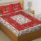 Sanganeri Jaipuri Traditional Printed Double Bed Sheet with 2 Pillow Covers 