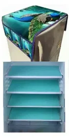 Knit Printed Fridge 4 Pcs Mat with Top Cover 