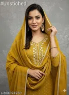 Chanderi Cotton Punjabi/All Over Suits Semi-Stitched Suits 