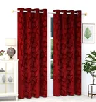 Velvet Emboss Red Door Blackout Curtain 7ft Pack of 1