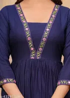 Solid Crepe Kurtis for Women, Navy Blue 
